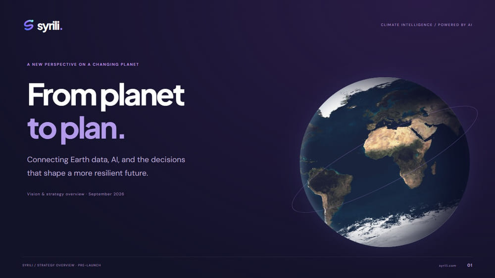 Cover of the Syrili pitch deck